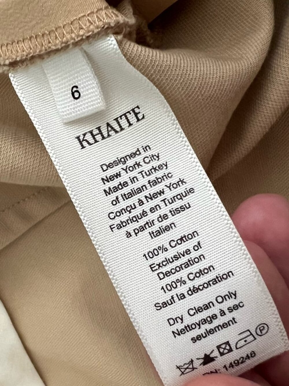 Khaite Teyana Wide-Leg Pleated Waist High Rise Cotton Trousers Designer Tan Sz 6 - Picture 5 of 6